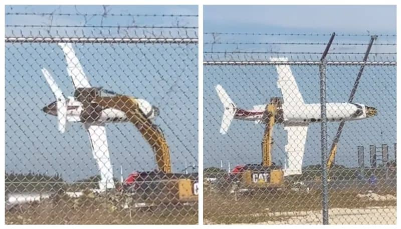 video of a Boeing plane lifted with an excavator before it was shot down has gone viral