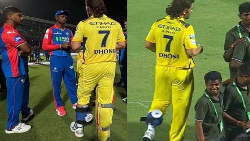 MS Dhoni Struggling with his knee injury and played during DC vs CSK in 13th IPL 2024 Match rsk