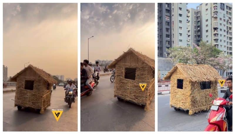 moving hut on surat roads video went viral 