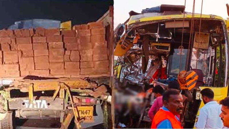 Trichy Lorry - omni bus Accident.. 2 people killed tvk