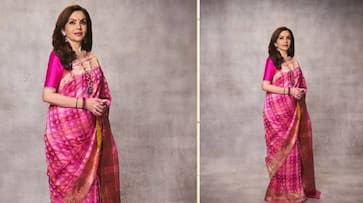 nita ambani flaunts  rose coloured  indiani gulaabi banarasi saree mulberry silk took 40-days to make xbw