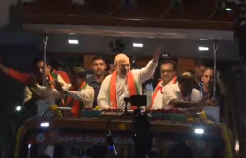 Lok Sabha Election 2024 Amit shah Road Show in channapatna campaigning for CN Manjunath ckm