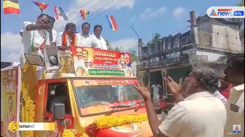 In Tanjore, there was a commotion as the public questioned the pmk candidate vel