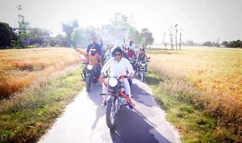 Lok Sabha Elections 2024: Ravi Kishan on campaign trail on a Bullet Enfield (WATCH)