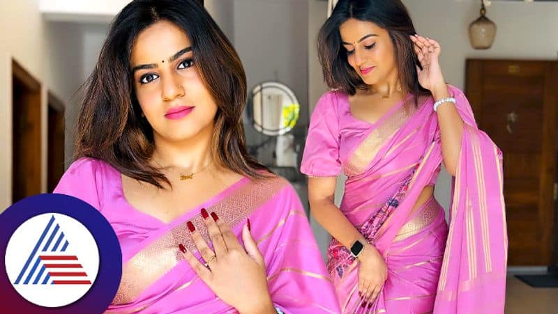 Biggboss fame Serial Actress Namratha Gowda in Pink saree, Netizens comment about Karthik Vin