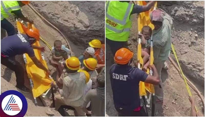 Vijayapura 2 year old Baby falls into borewell and they rescue successfully from DRF Team sat