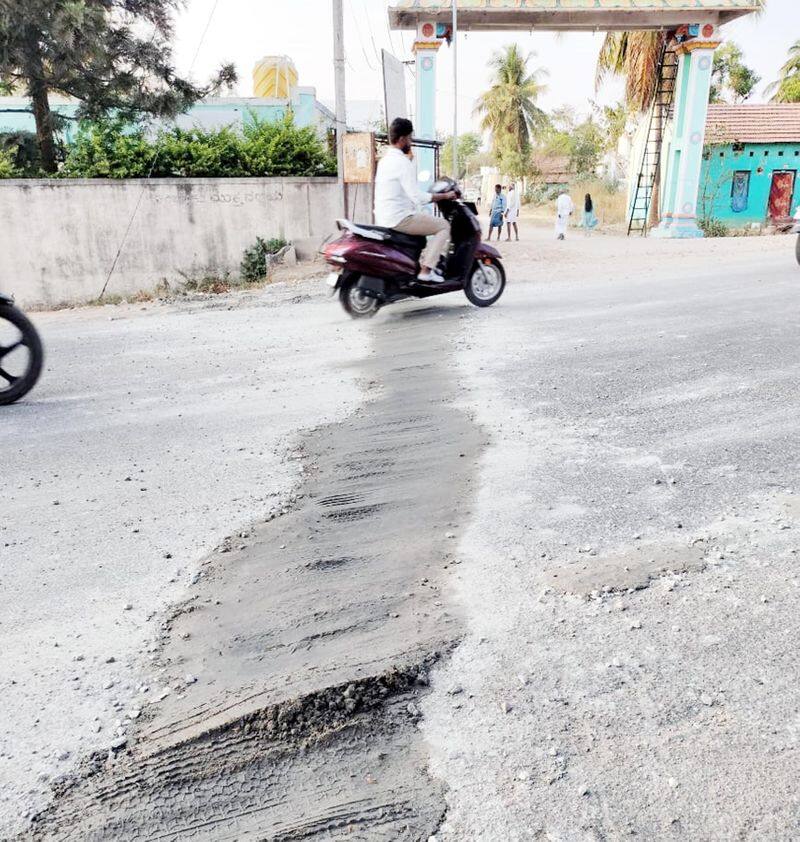 Mysore Officials patched the unpaved road  snr