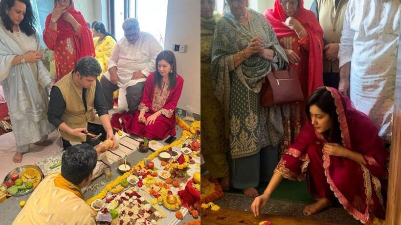Yodha actress Rashi Khanna stuns in red attire for housewarming puja; buys new property in Hyderabad