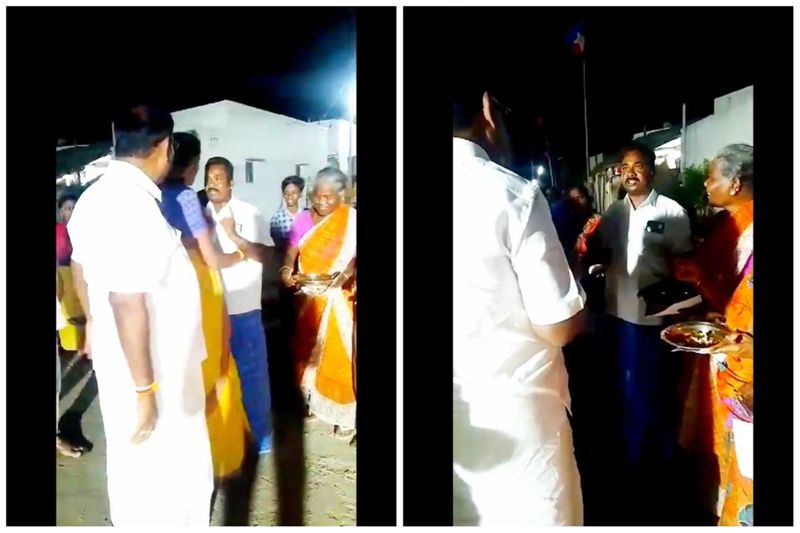 There was a commotion when people of the area got into an argument with Jothimani who went to campaign in Karur vel