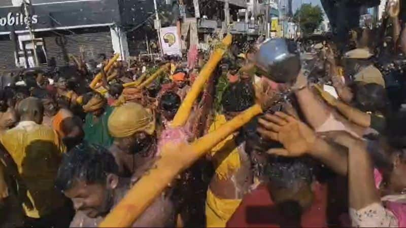 thousands of devotees participate temple festival at periya mariamman temple in erode vel