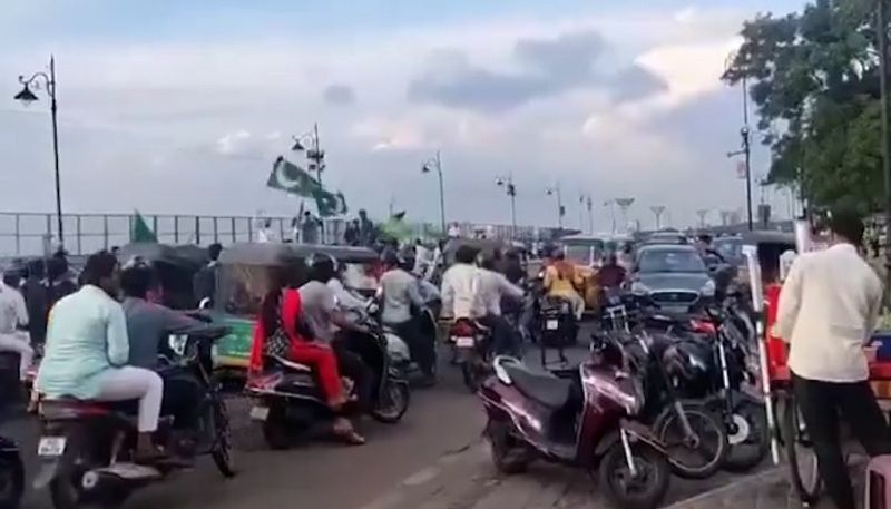 Consequence of Congress coming to power BJP raises alarm over Pakistan flags waved in Hyderabad (WATCH) snt