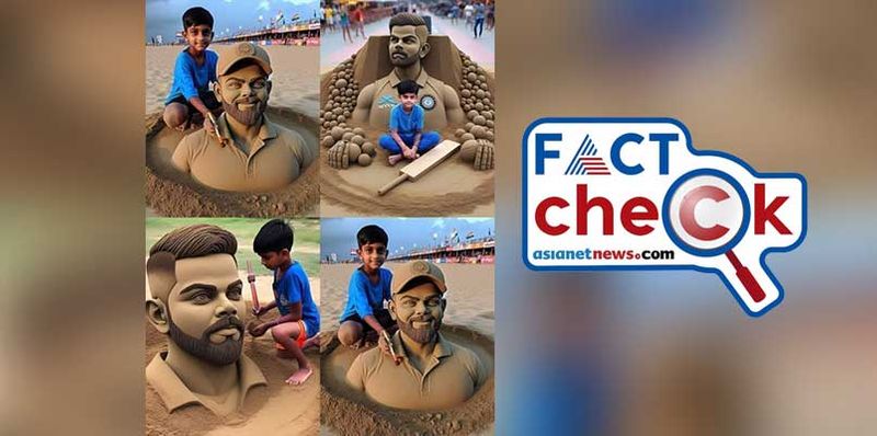 Fact Check sand sculptures of Virat Kohli AI or real here is the fact 