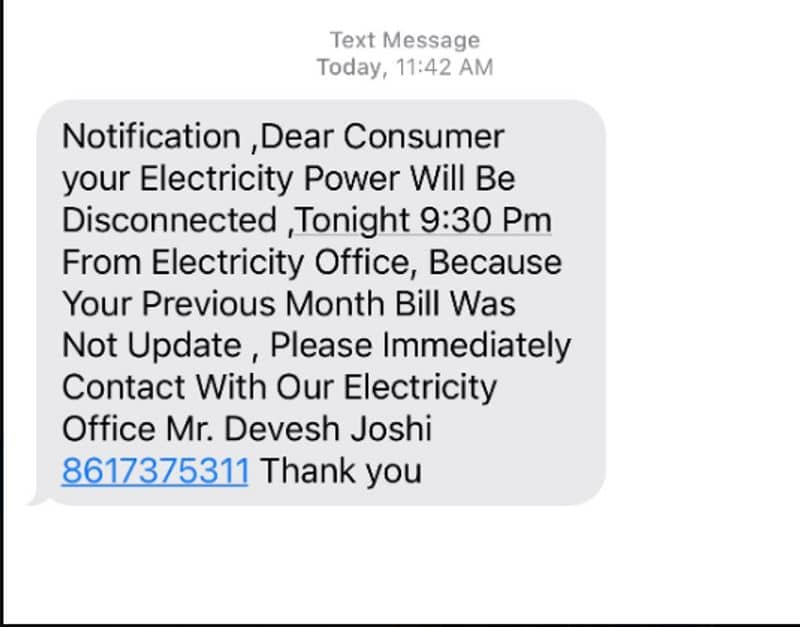 Fake notice circulating on social media claims that your electricity will be cut off today if you dont update your bill 