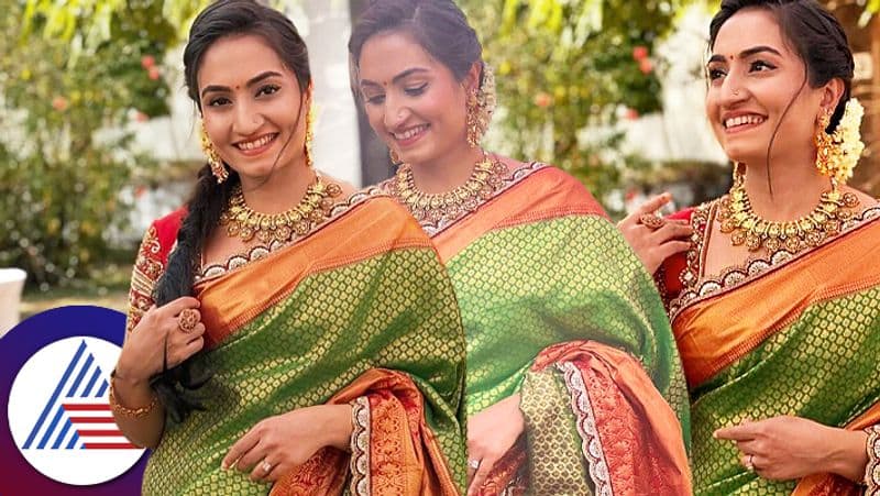 Seetharama Serial Actress Vaishnavi Gowda shines in Grand saree and Wishes her fans for Ugadi Festival Vin