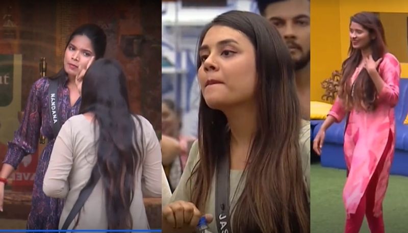 wild card contestant nandhana fight with jasmine in bigg boss malayalam season 6 