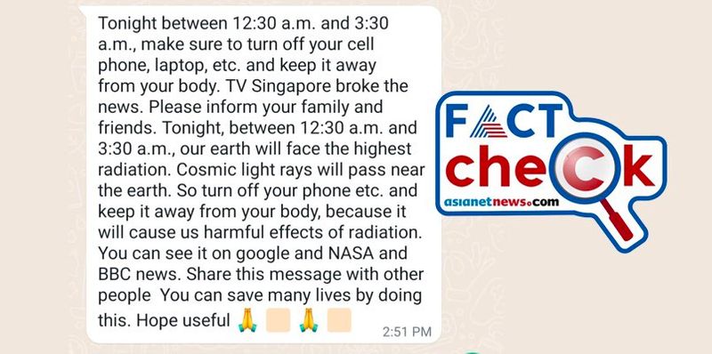 fact check warning message asking people to switch off mobile phone due to cosmic rays is fake