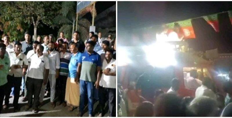 Clash between DMK and BJP protesting Annamalai campaigning at night KAK