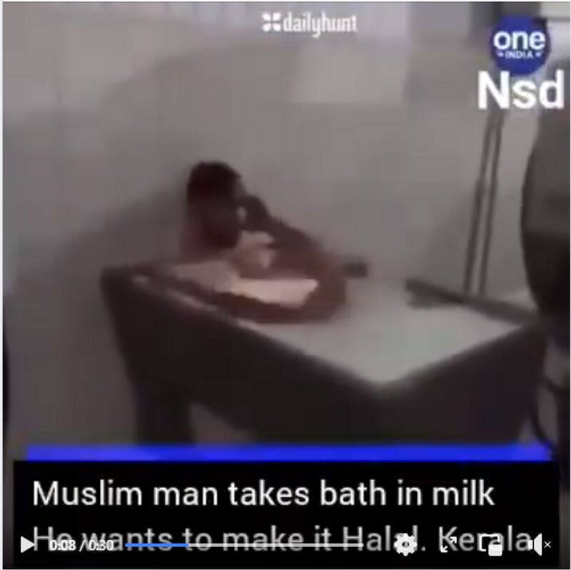 Fact check Fake video circulating as Muslim man in Kerala bathing in milk sold to Hindus