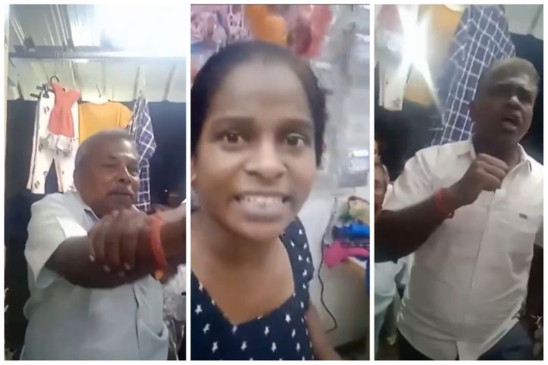 bjp cadres try to attack woman shopkeeper who raise question about gst to bjp candidate in Tirupur vel