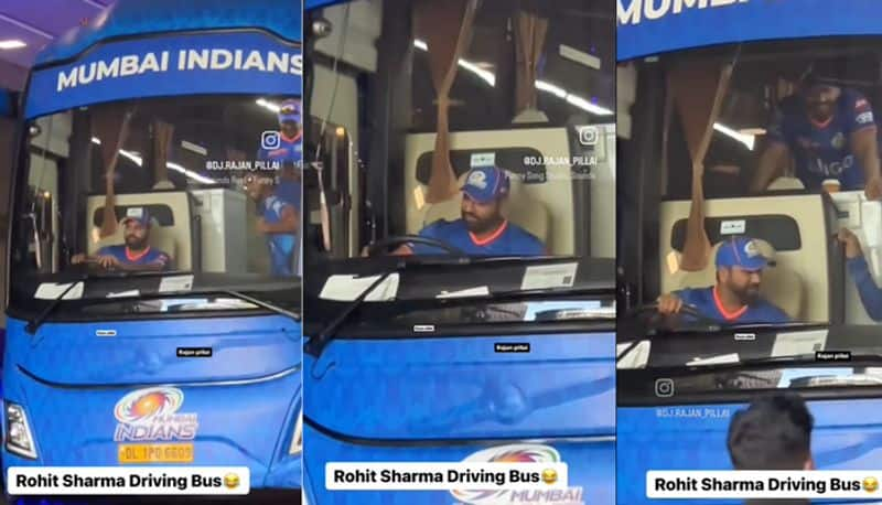 Rohit sharma become bus driver for Mumbai Indians team fun after win against RCB ckm