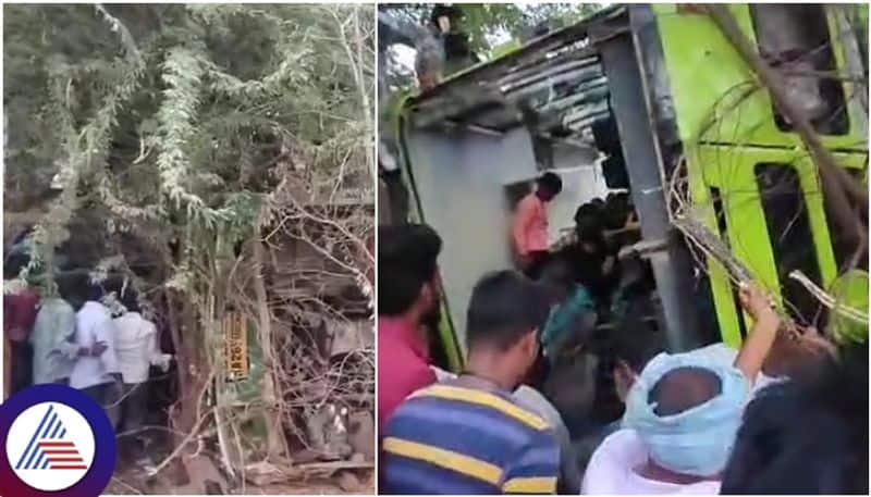 Gadag NWKRTC bus overturned in Bagewadi village and this is running Bellatti to Mundargi sat