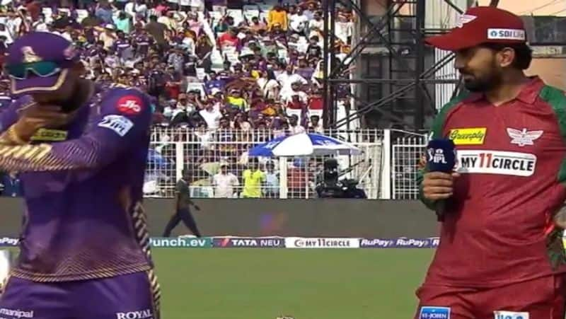 KKR Star Shreyas Iyer Kissed the Coin Before The Toss against Lucknow Super Giants in 28th IPL 2024 match at Eden Gardens rsk