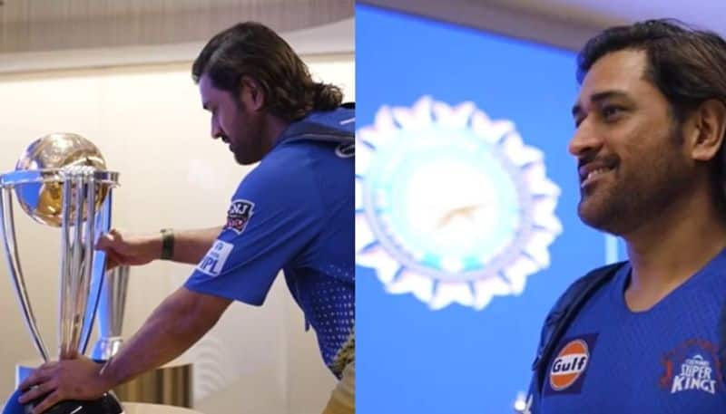 'Trip down memory lane': Dhoni admires 2011 & 2007 WC trophies, signs posters of himself at Wankhede (WATCH) vkp