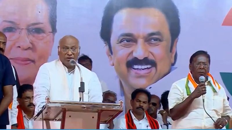 we are fully satisfied for tamil nadu cm mk stalin's work said congress president mallikarjun kharge in puducherry vel