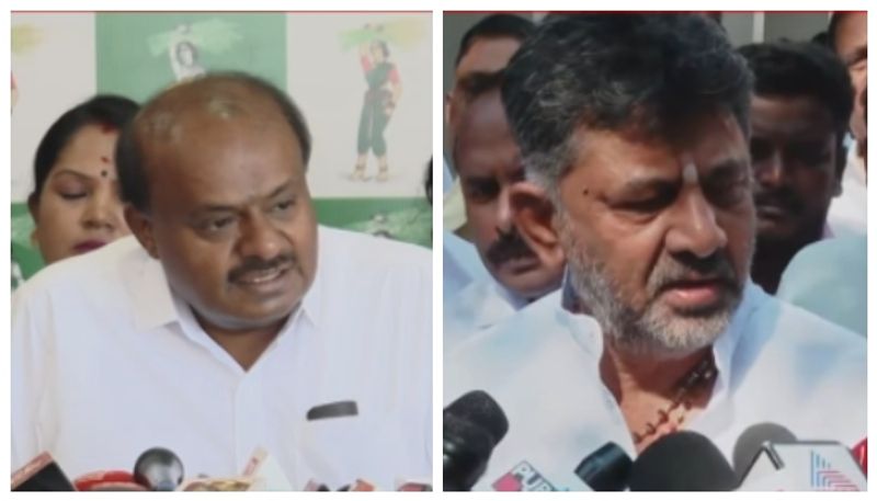 Hassan obscene pen drive case DyCM DK Shivakumar to resign in audio case demand HD Kumaraswamy sat