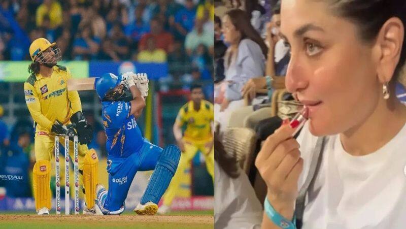 Bollywood Actress Kareena Kapoor Lipstick touch up video goes viral during MI vs CSK Match, watch video rsk