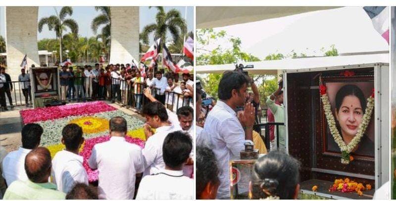 BJP candidate Vinoj Selvam visited the Jayalalithaa memorial and paid his respects KAK