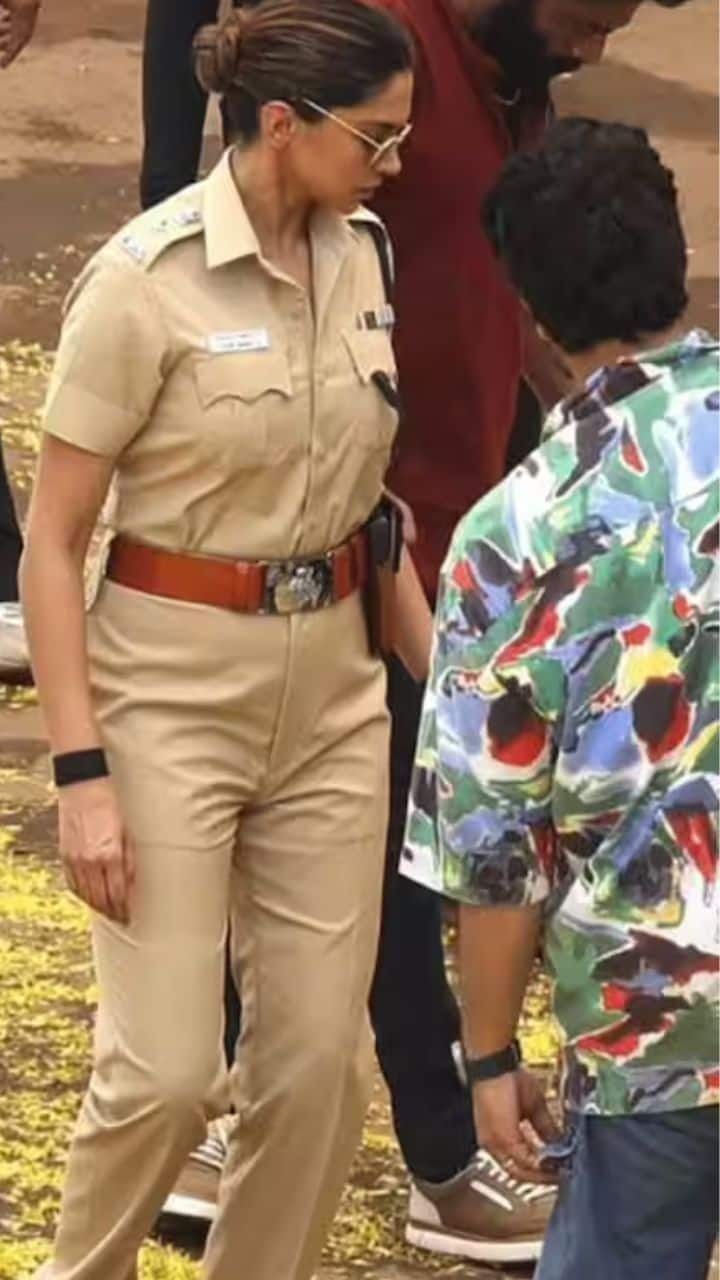 Deepika Padukone Flaunts Baby Bump In Uniform Check Out Pics From Sets Of Singham Again suc