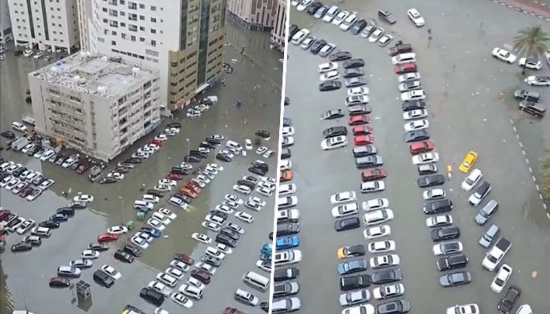 Dubai Floods: Drone footage reveals scores of submerged cars amidst historic rainfall (WATCH) snt