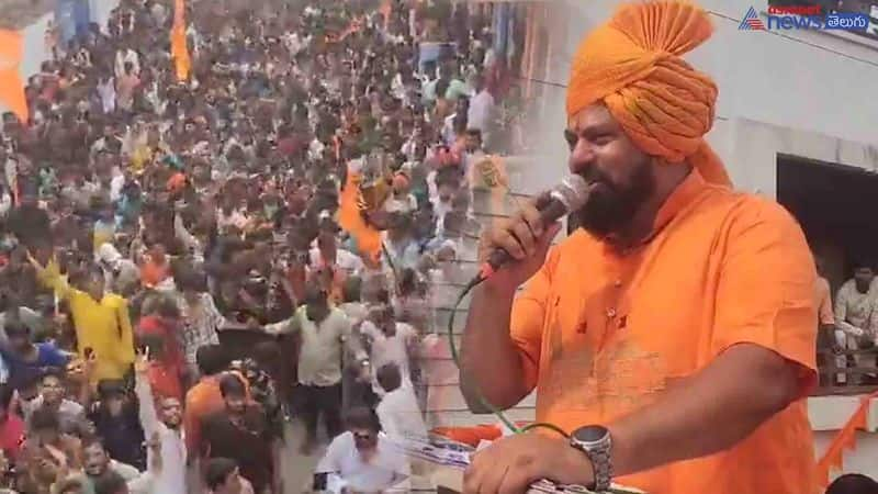 BJP MLA Rajasingh Sings song in  Sri Ramudi Shobha Yatra