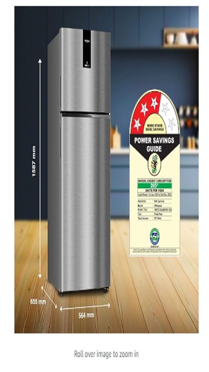 <p>Whirlpool ये फ्रिज 235 लीटर कैपिसिटी के आता है। इसमें स्पेशल मिक्रोब्लॉक टेक्नोलॉजी देखने को मिलती है। आप अमेजन पर ये डबल डोर फ्रिज 24990 रुपए में खरीद सकते हैं। </p>
