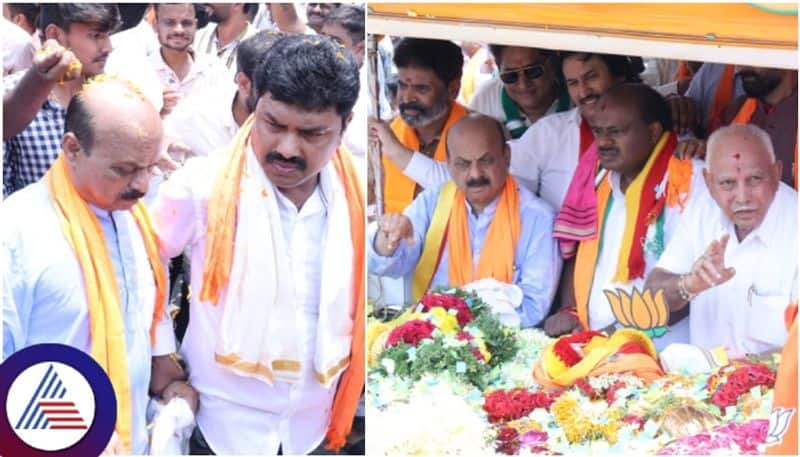 Shivamogga BJP candidate Raghavendra is son like father said Former CM Basavaraj Bommai sat