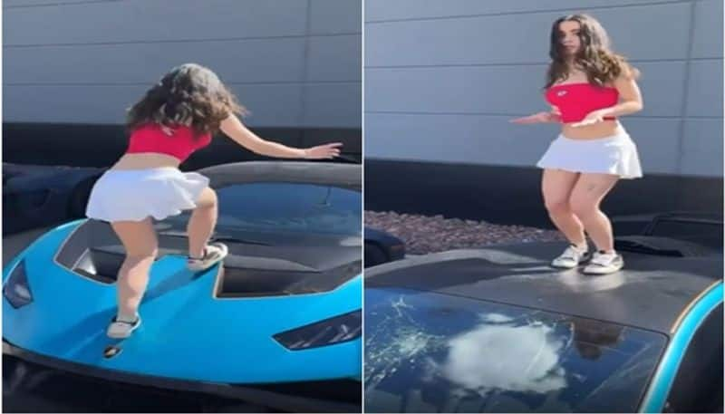 Woman danced on the roof of Lamborghini, windshield damaged, video went viral nti