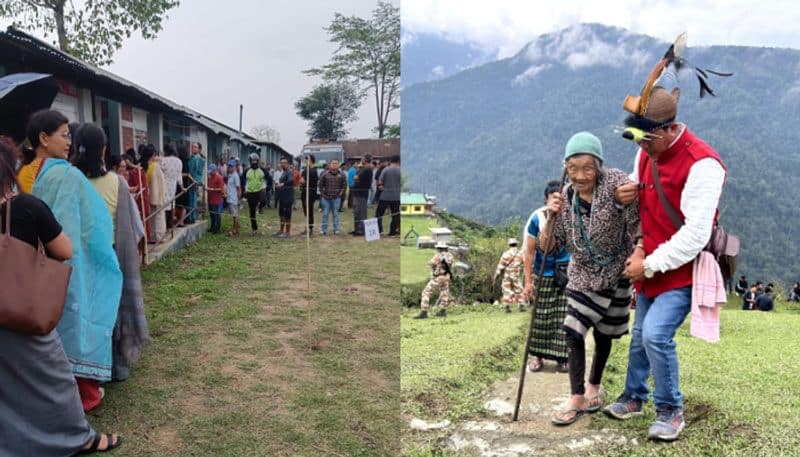 Lok Sabha Elections 2024 1st Phase Photos A newly married couple voted at a polling booth in Pauri Garhwal 