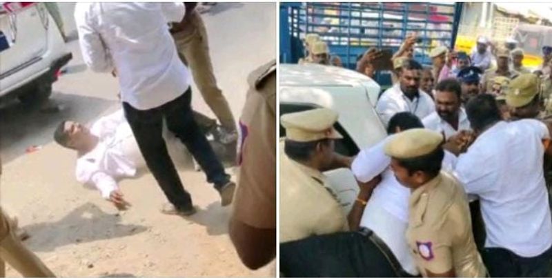 A clash between the DMK and the police in Coimbatore caused chaos KAK