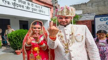 New couple reaches polling station to vote directly after marriage in Kathua Jammu and Kashmir XSMN