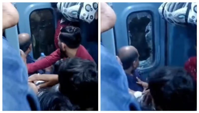 Video of passenger breaking the glass of a train after he couldn't board the coach despite taking a ticket has gone viral