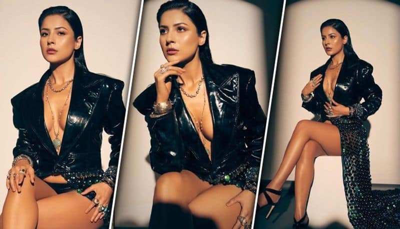 Shehnaaz Gill SEXY photos Punjab Ki Katrina Kaif flaunts her cleavage in black leather jacket RBA 