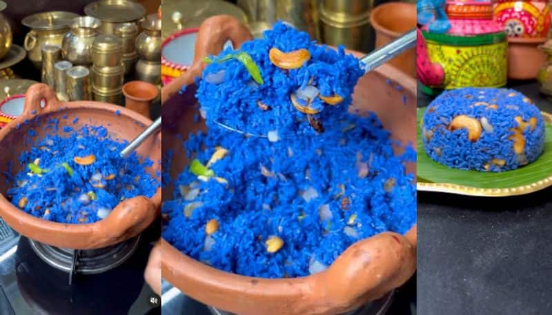 Blue coloured ghee rice viral video