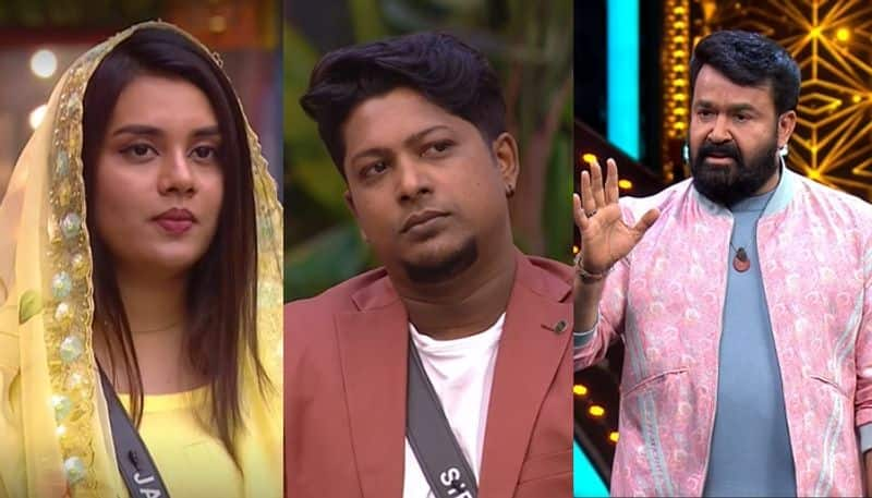 mohanlal questioning sibin for jasmine issue in bigg boss malayalam season 6 