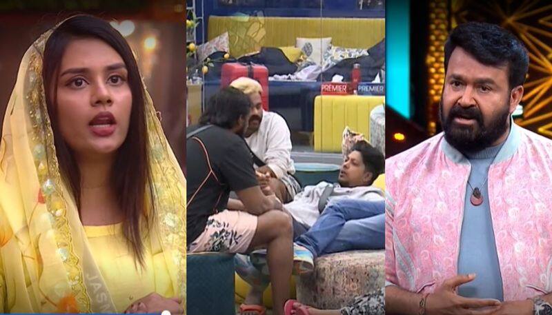 jasmine jafar against sibin in bigg boss malayalam season 6, mohanlal 