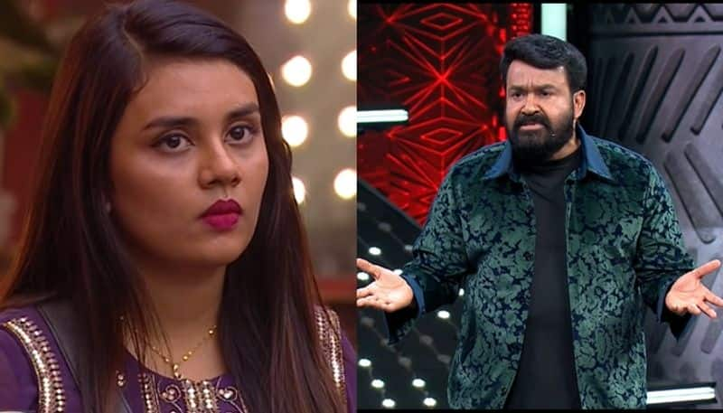 mohanlal angry with jasmine jafar in bigg boss malayalam season 6 