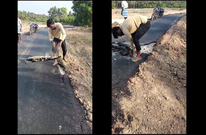 Tirupattur people protest against poor road facility; video goes viral sgb