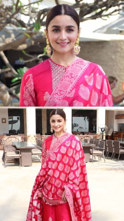 <p>आलिया भट्ट ने सिल्वर वर्क वाला पिंक कलर सूट पहना है। इसमें fashion blunder बन रही हैं उनकी ईयररिंग्स। गोल्डन और सिल्वर का मैच करने से हमेशा बचें। </p>

