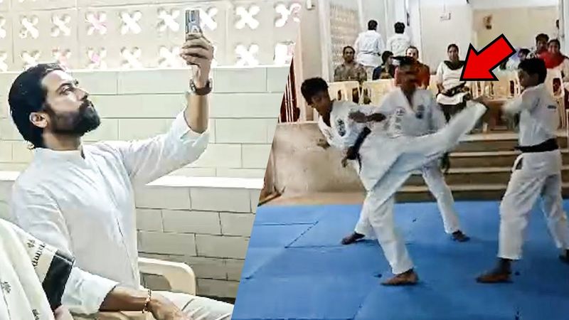 Suriya Recording Video Of Son Dev Getting Black Belt From All India Zen Isshinryu Karate Association vvk