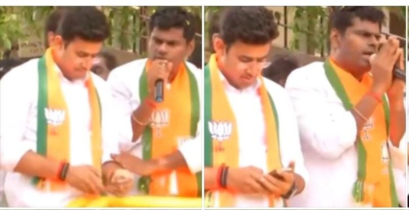 Netizens criticized Tejashwi for looking at his phone during the Annamalai election campaign KAK